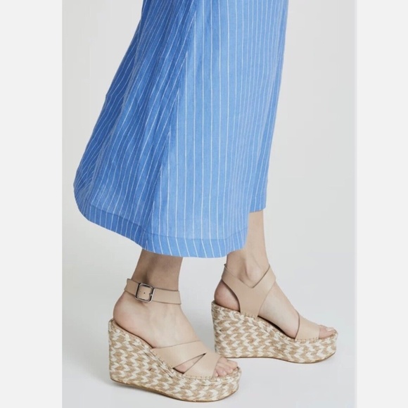 SIGERSON MORRISON Arien platform wedge Espadrille beige leather sandal pumps 7 - Picture 8 of 16